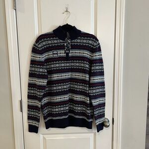 Izod Men’s Pullover Sweater Large Fair Isle Wintery
